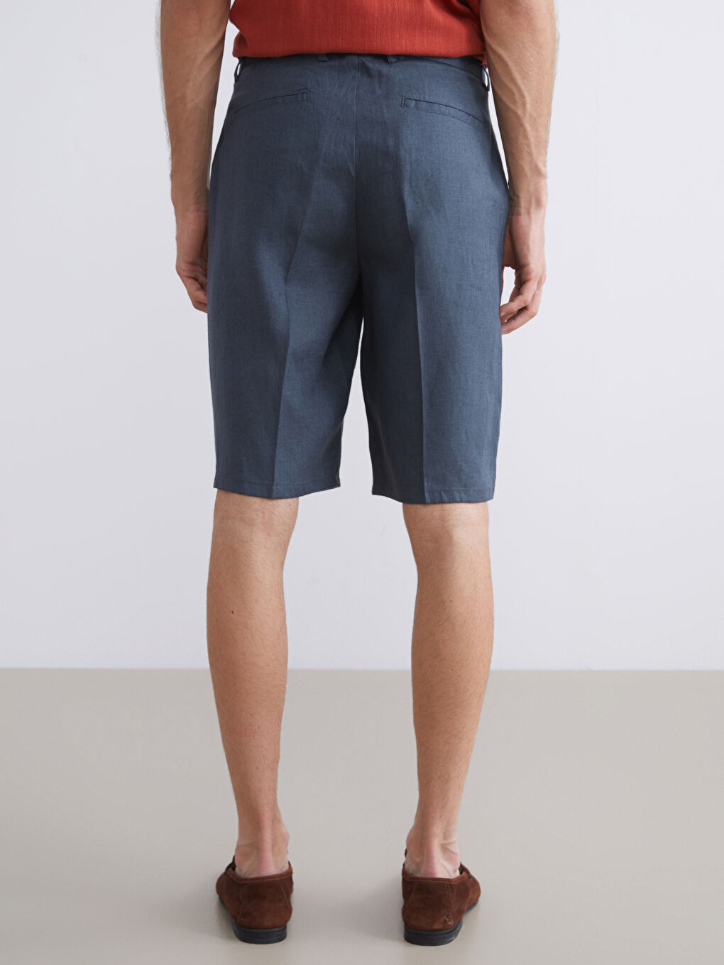 Gri Rahat Kalıp Poplin Erkek Şort-3