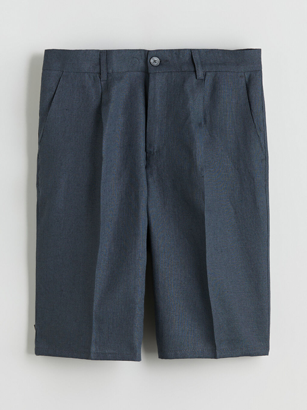 Gri Rahat Kalıp Poplin Erkek Şort-4