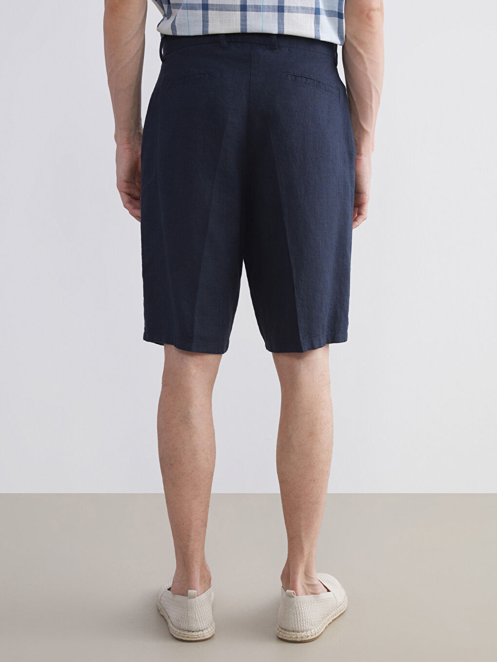 Lacivert Rahat Kalıp Poplin Erkek Şort-3