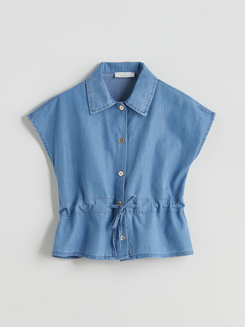 İndigo Gömlek Yaka Kadın Jean Yelek-4