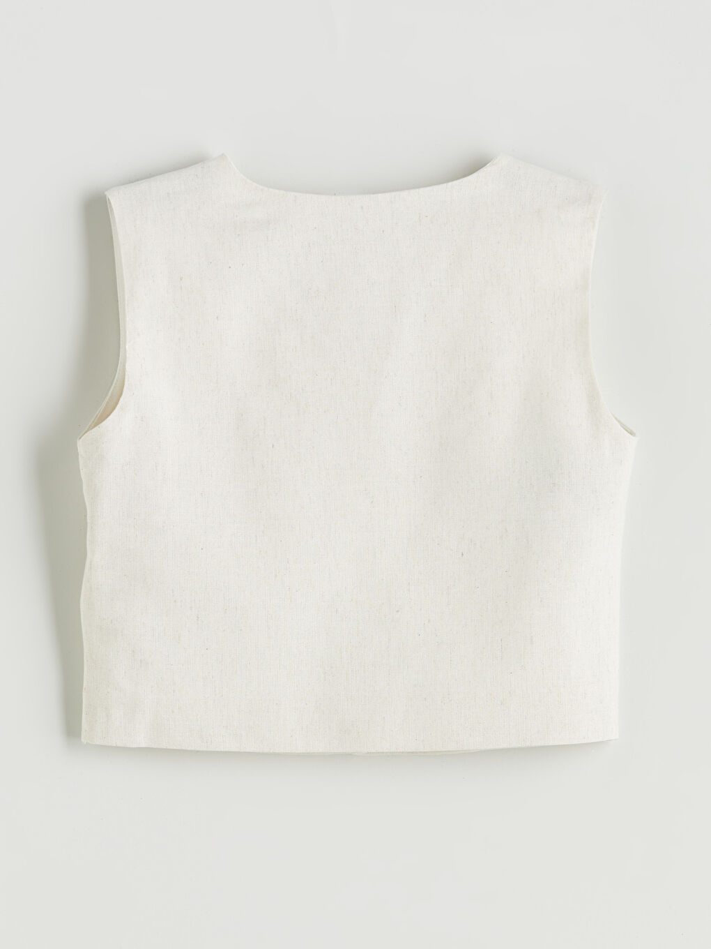 Bej Keten Karışımlı Kız Çocuk Klasik Yelek ve Şort-2