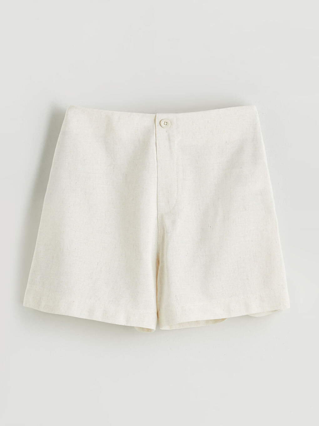 Bej Keten Karışımlı Kız Çocuk Klasik Yelek ve Şort-3