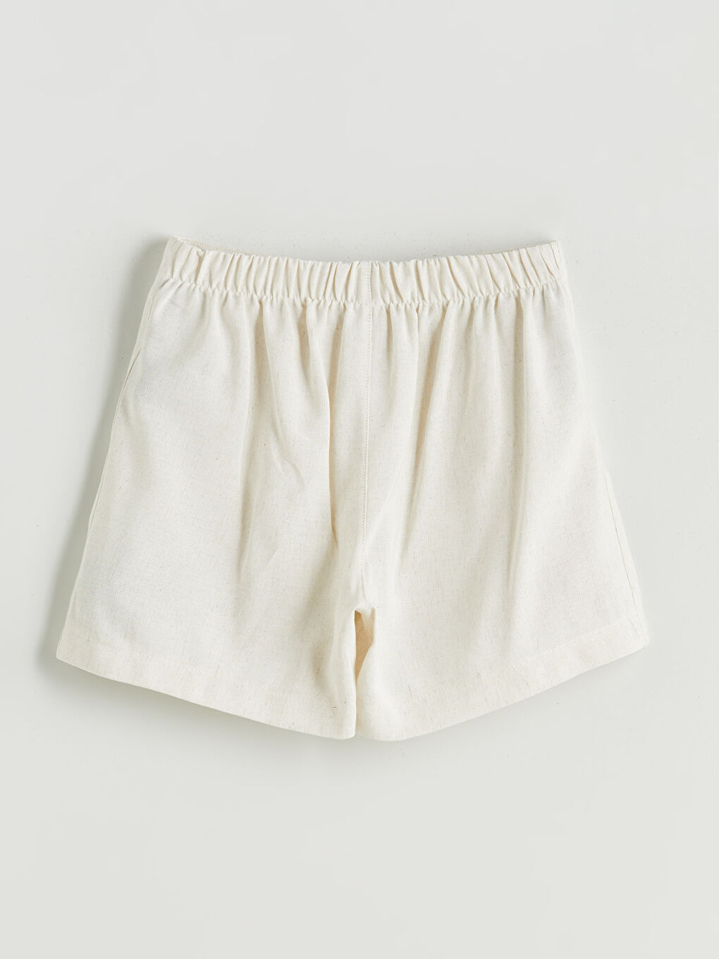 Bej Keten Karışımlı Kız Çocuk Klasik Yelek ve Şort-4