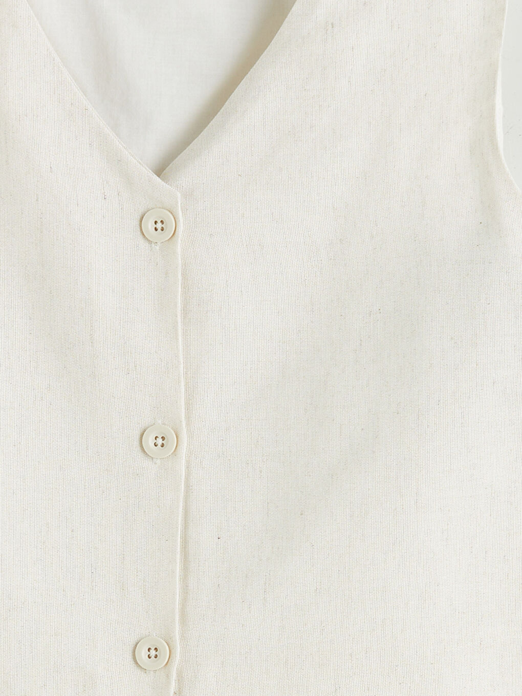 Bej Keten Karışımlı Kız Çocuk Klasik Yelek ve Şort-5