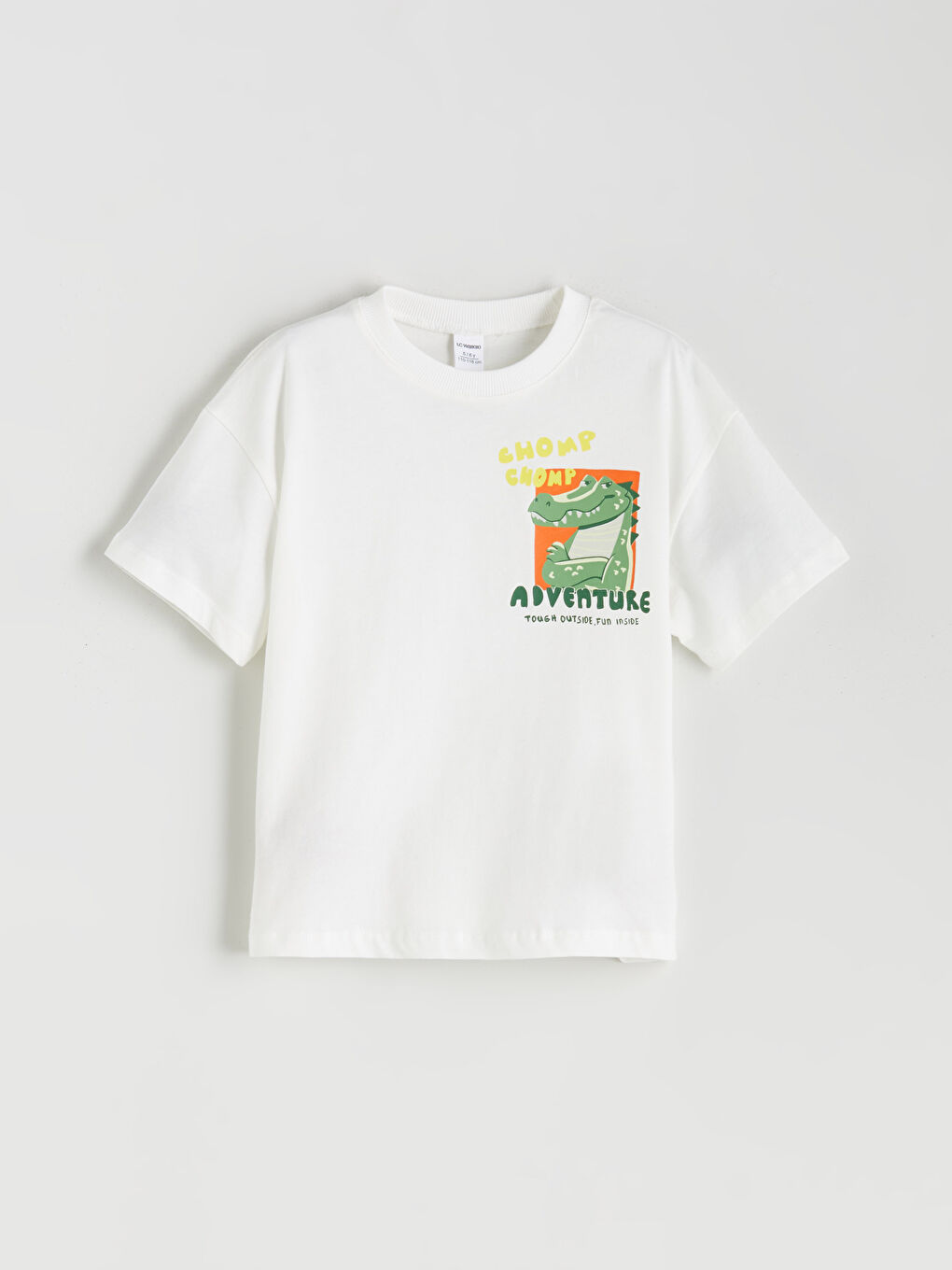 Ekru Bisiklet Yaka Dinozor Baskılı Erkek Çocuk Tişört-4