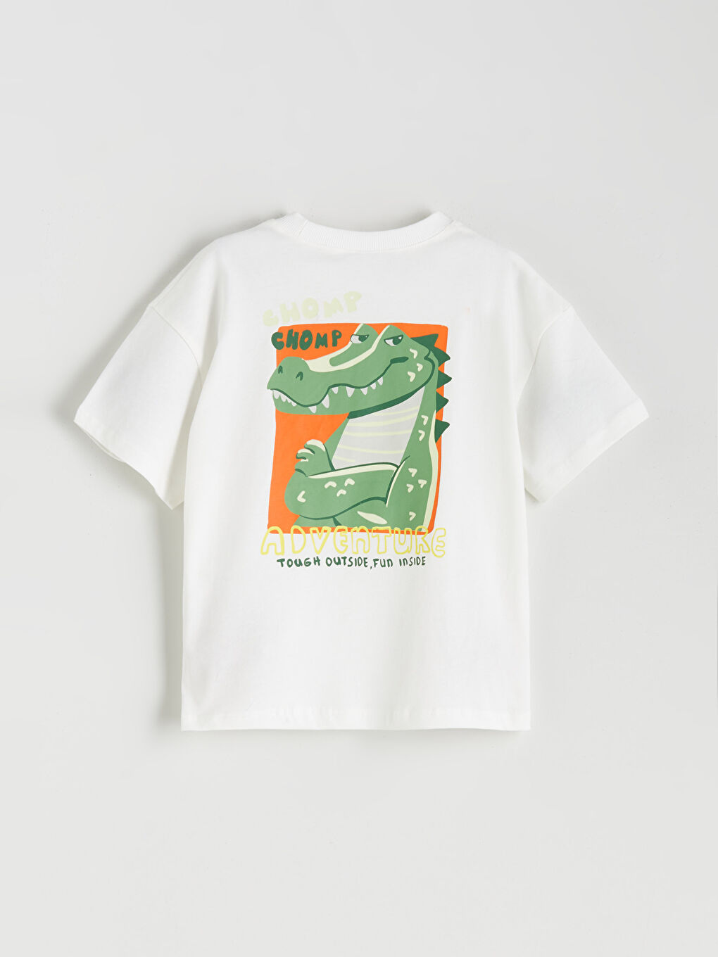 Ekru Bisiklet Yaka Dinozor Baskılı Erkek Çocuk Tişört-5