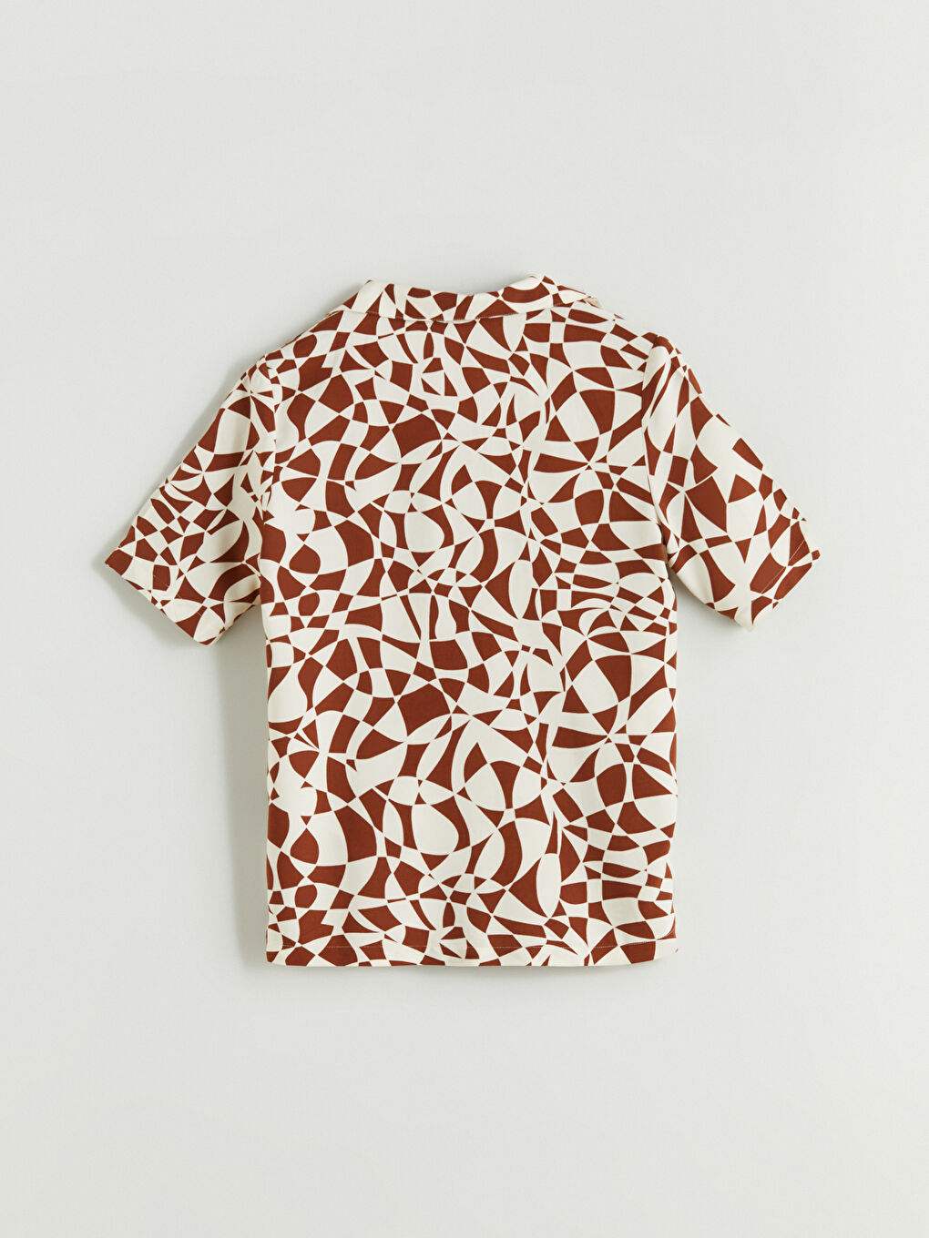 Kahverengi Desenli Keten Karışımlı Kadın Gömlek-5