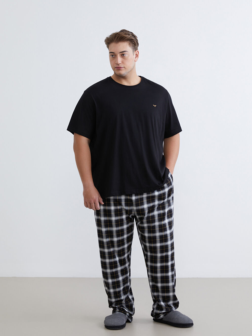 Siyah Standart Kalıp Erkek Pijama Takımı-1