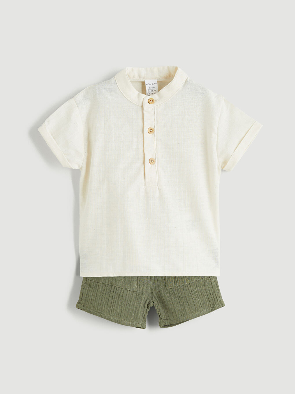 LCW baby Grandad Collar Baby Boys' Shirt and Shorts 2 Pack -S5S026Z1-DEE