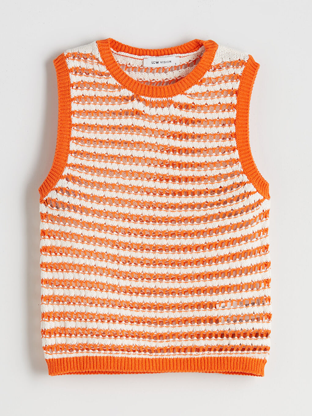 Turuncu Bisiklet Yaka Ajurlu Kadın Triko Süveter-4