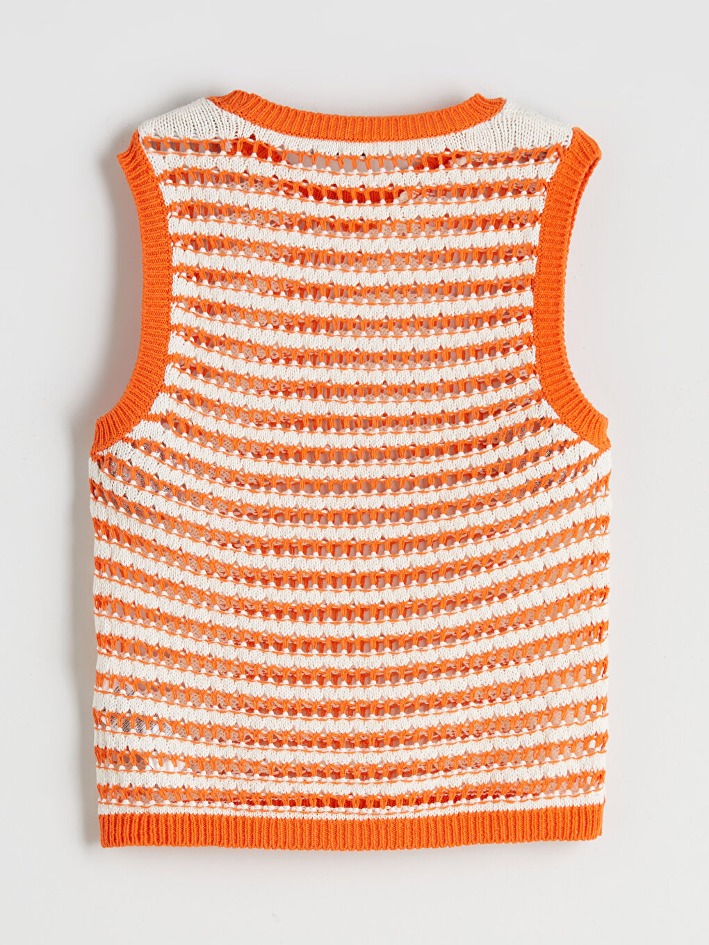 Turuncu Bisiklet Yaka Ajurlu Kadın Triko Süveter-5