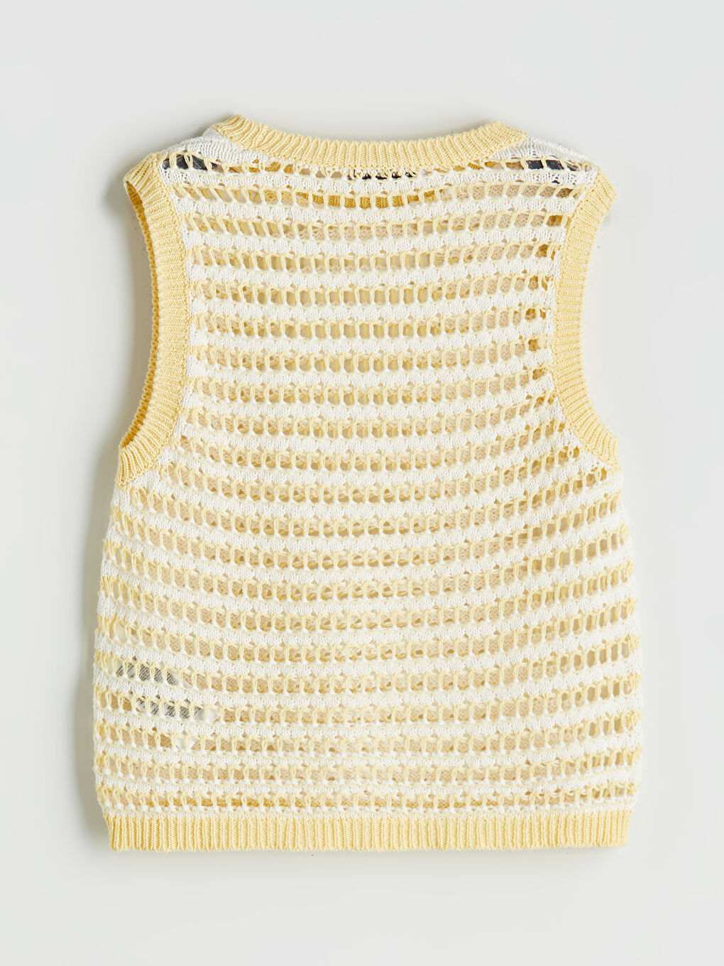 Sarı Bisiklet Yaka Ajurlu Kadın Triko Süveter-5