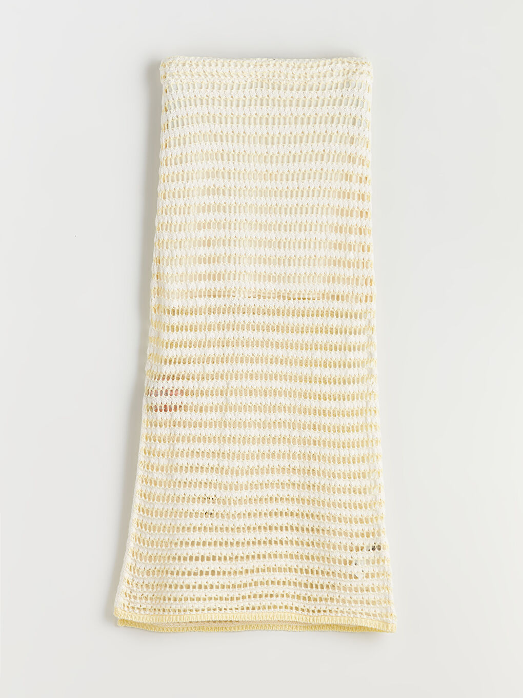 Sarı Beli Lastikli Ajurlu Triko Etek-4