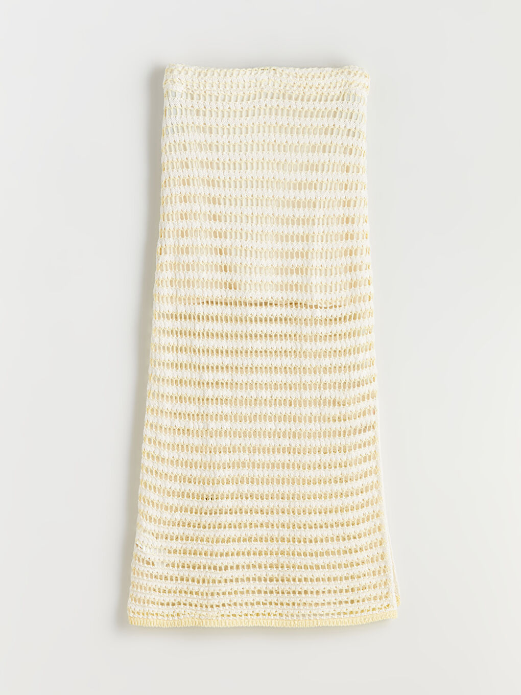 Sarı Beli Lastikli Ajurlu Triko Etek-5