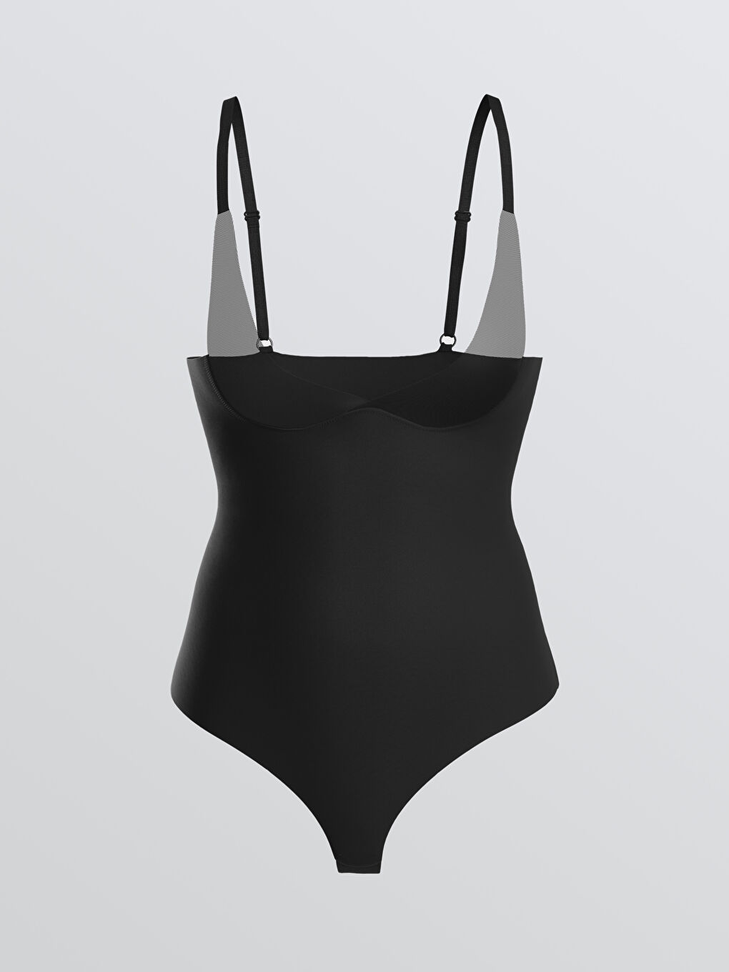 Siyah Düz Askılı Kadın Bodysuit Korse