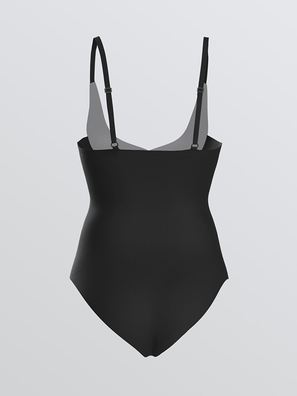 Siyah Düz Askılı Kadın Bodysuit Korse-4