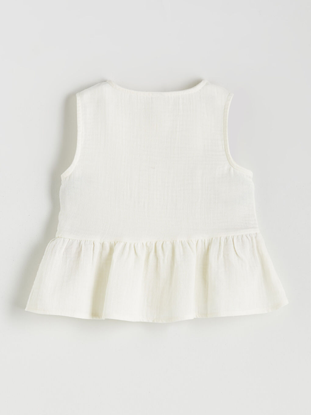 Ekru Bisiklet Yaka Fiyonk Detaylı Kız Çocuk Bluz-1