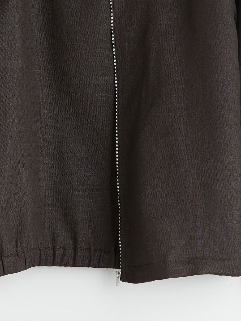 Kahverengi Standart Kalıp Gömlek Yaka %100 Keten Erkek Ceket-5