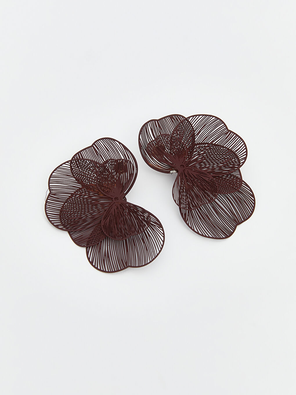 Bordo Çiçek Desenli Kadın Küpe-1