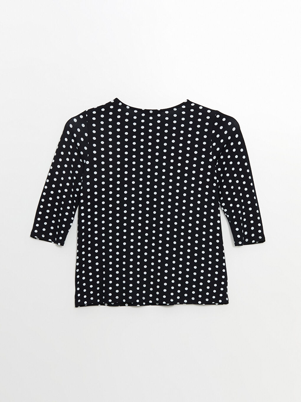 Lacivert Bisiklet Yaka Puantiyeli Bluz-11