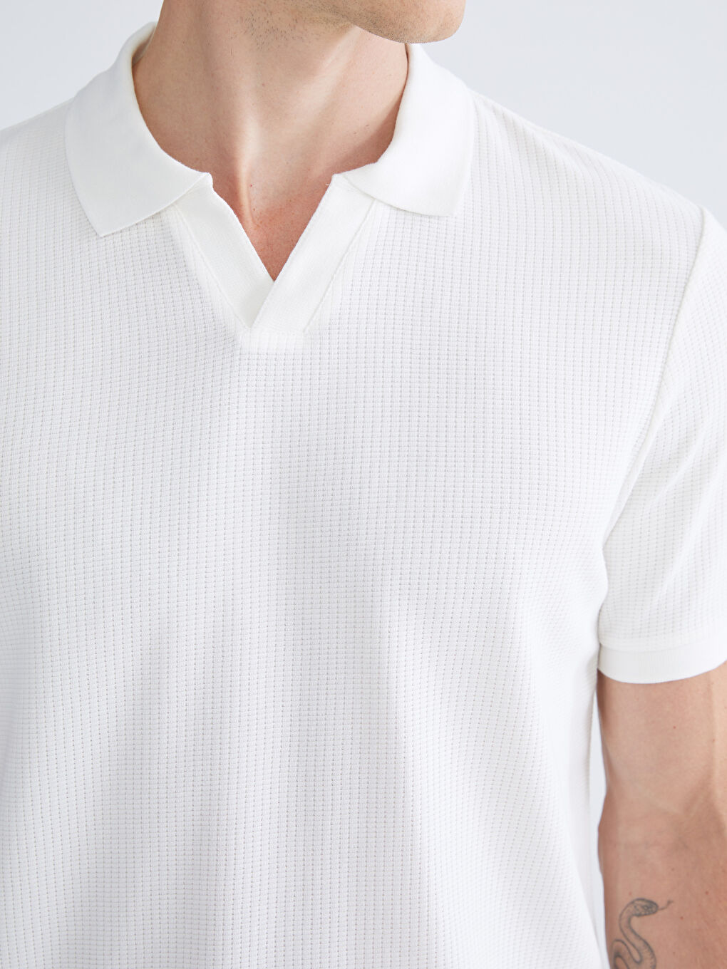 Ekru Polo Yaka Erkek Tişört-2