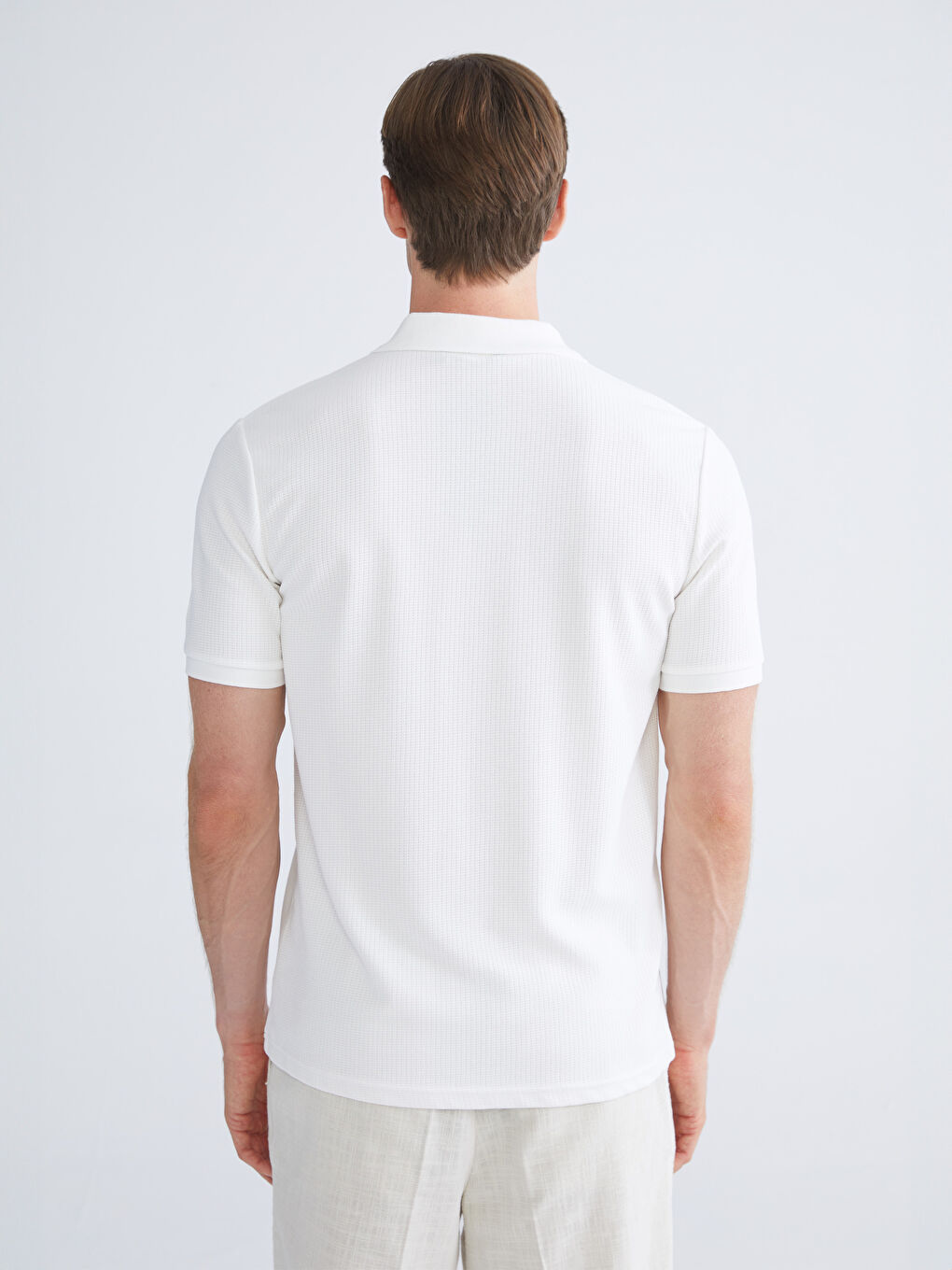 Ekru Polo Yaka Erkek Tişört-3