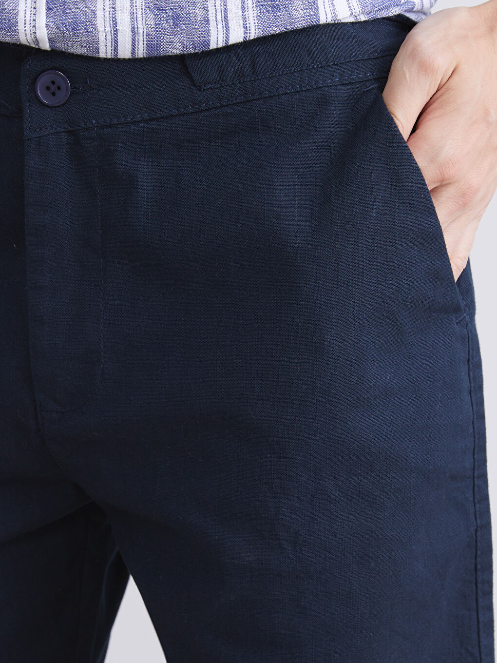 Lacivert Slim Fit Gabardin Erkek Şort-2