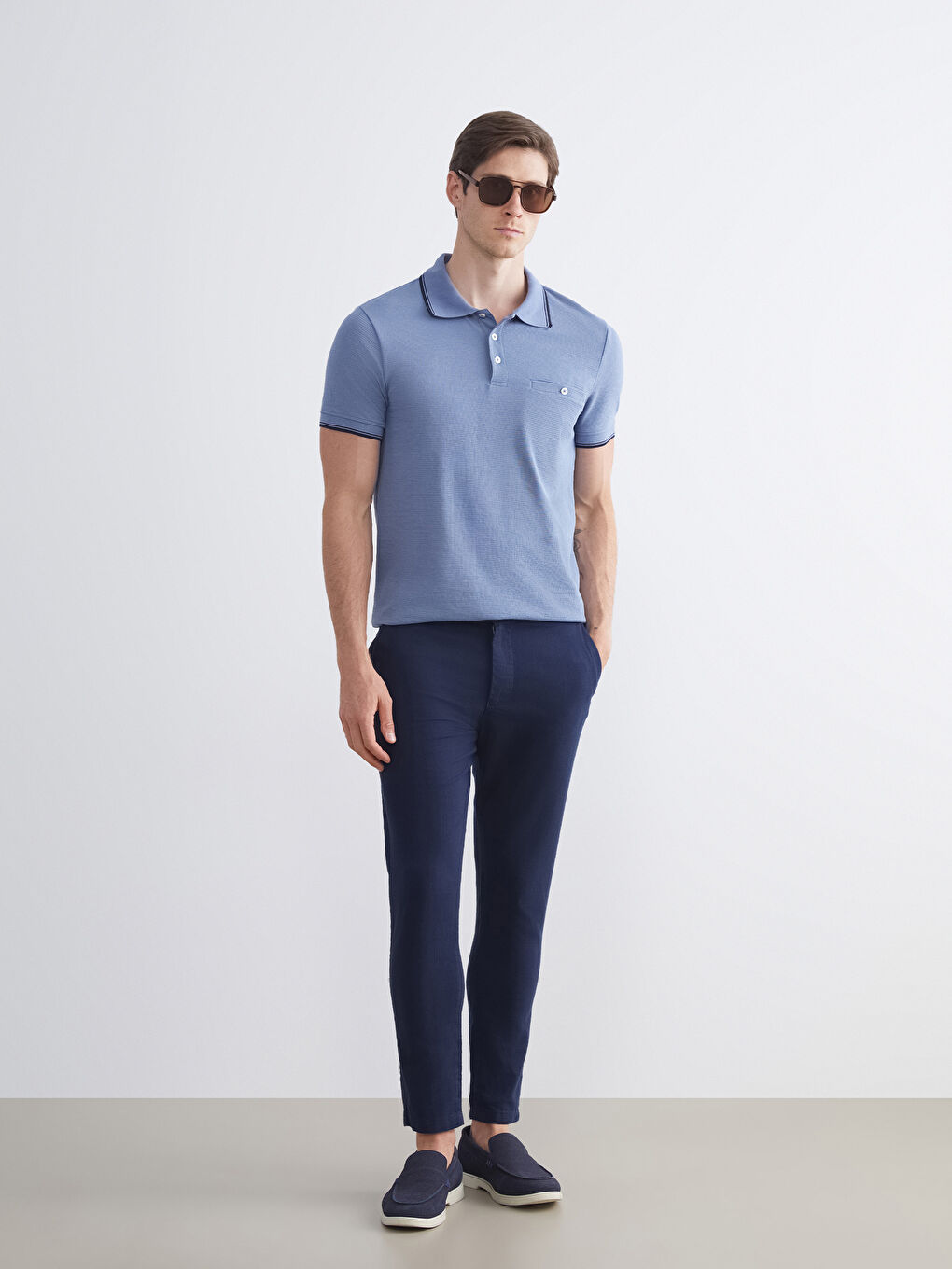 Lacivert Dar Kalıp Erkek Chino Pantolon