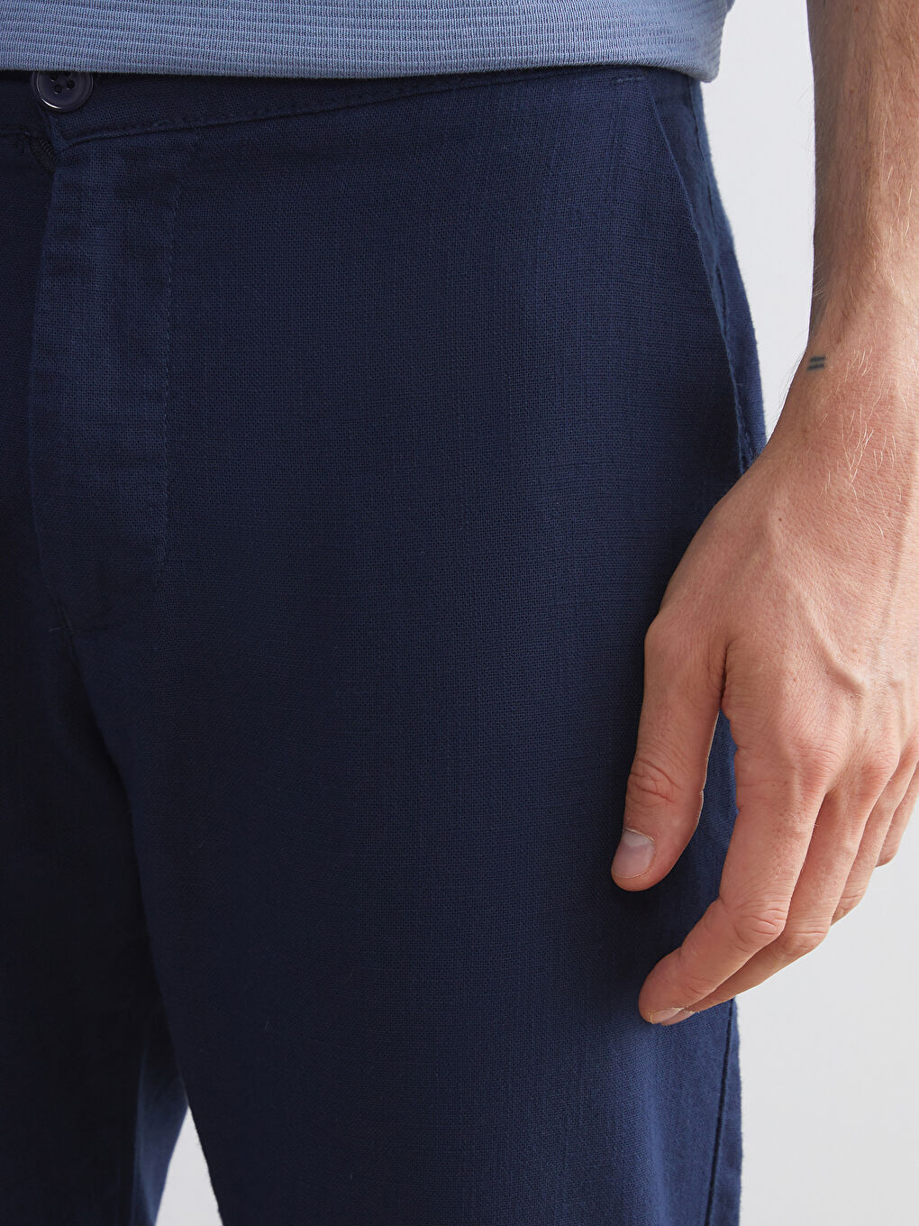 Lacivert Dar Kalıp Erkek Chino Pantolon-2