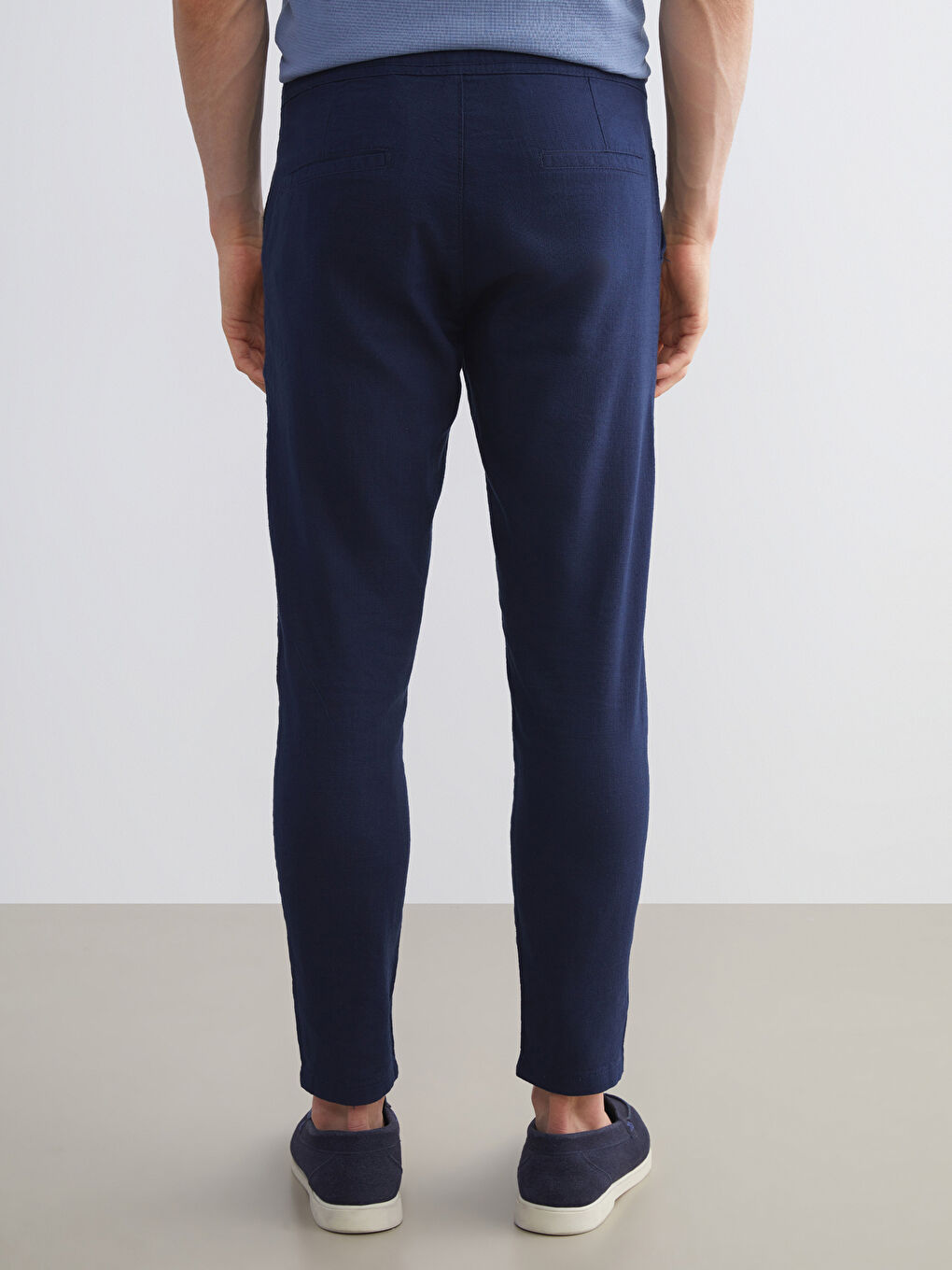 Lacivert Dar Kalıp Erkek Chino Pantolon-3