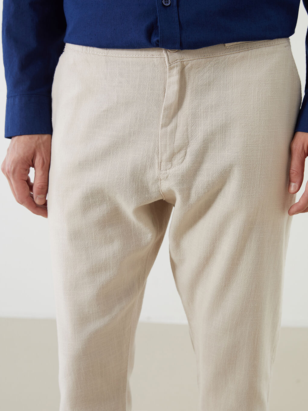 Bej Dar Kalıp Erkek Chino Pantolon-2