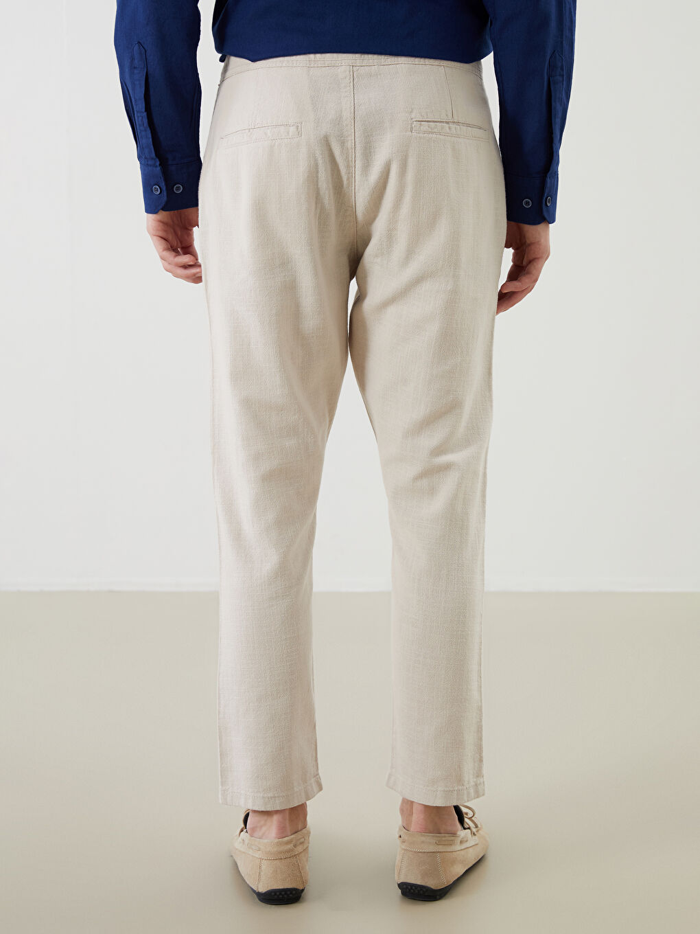 Bej Dar Kalıp Erkek Chino Pantolon-3