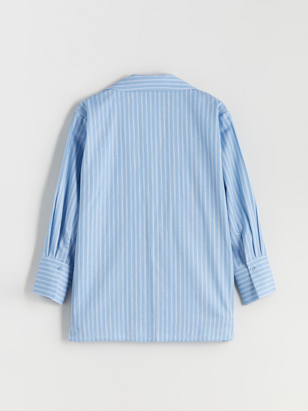 Mavi Kruvaze Yaka Çizgili Kadın Tunik-5