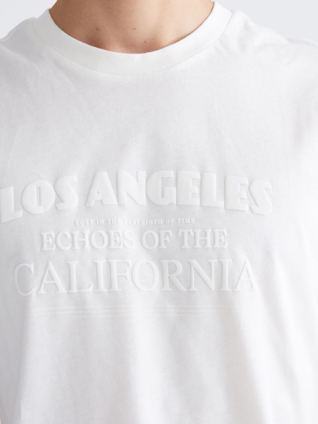 Ekru Bisiklet Yaka Baskılı Erkek Kolsuz Tişört-2