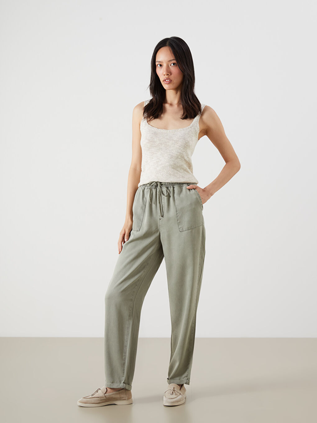 LCW Jeans Elasticated Waist Carrot Fit Women's Jeans -S5S114Z8-GWK