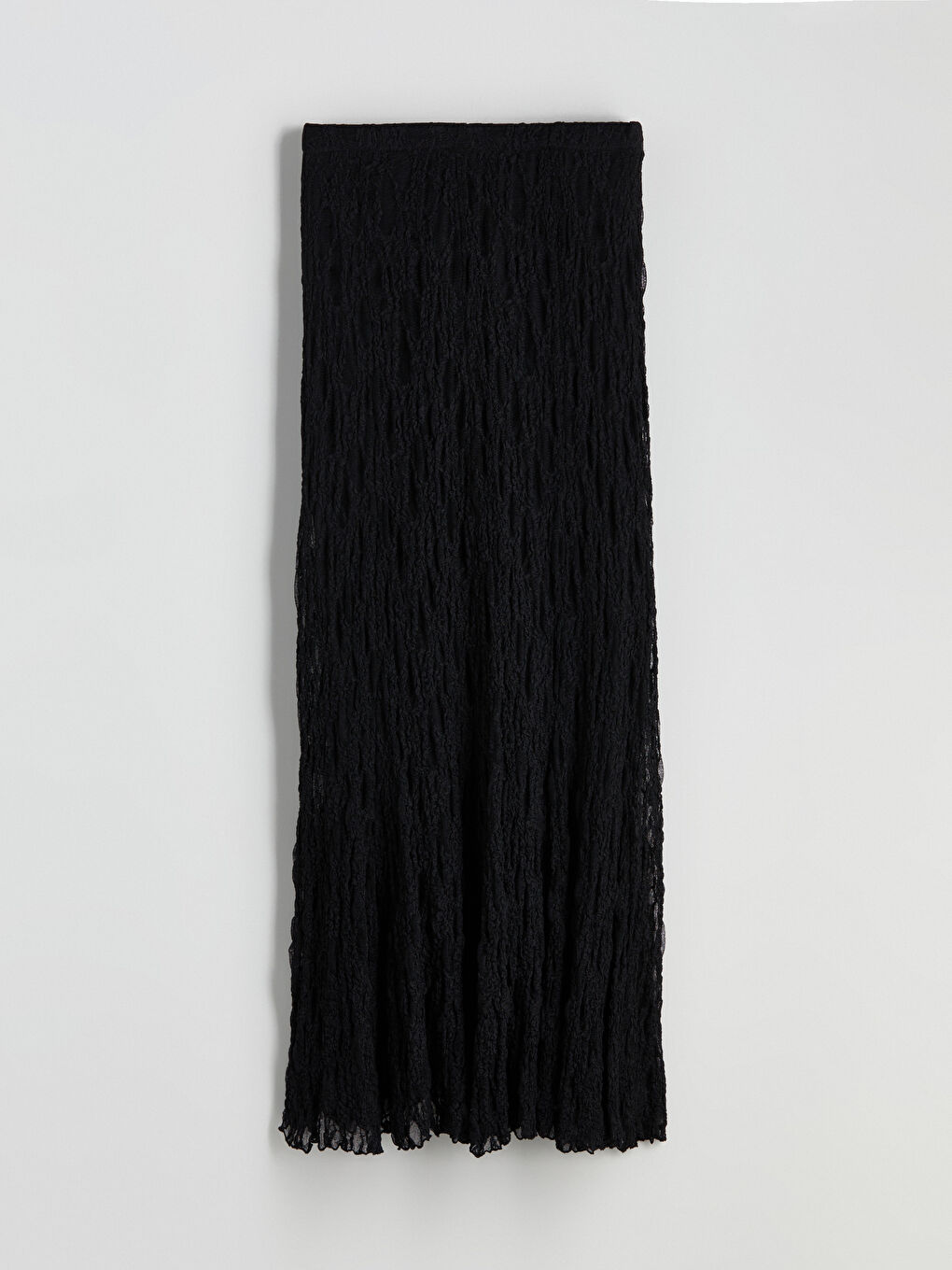 Siyah Beli Lastikli Dantelli Etek-5