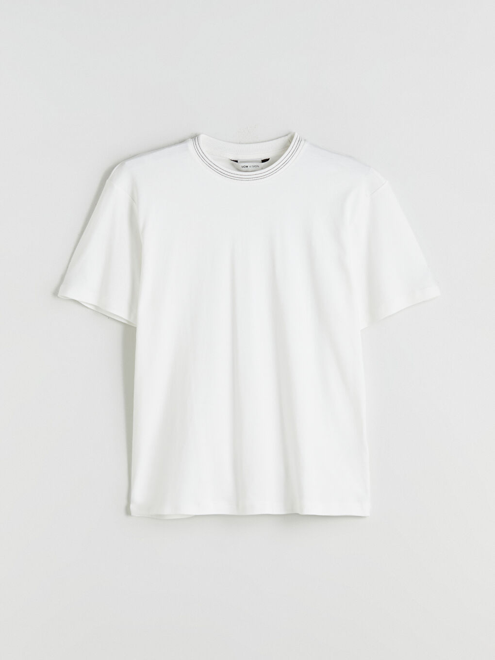 Ekru Bisiklet Yaka Erkek Tişört-4