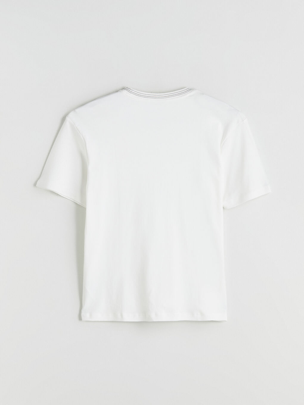 Ekru Bisiklet Yaka Erkek Tişört-5