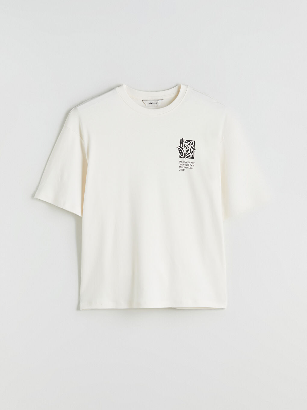 Ekru Bisiklet Yaka Baskılı Penye Erkek Tişört-5