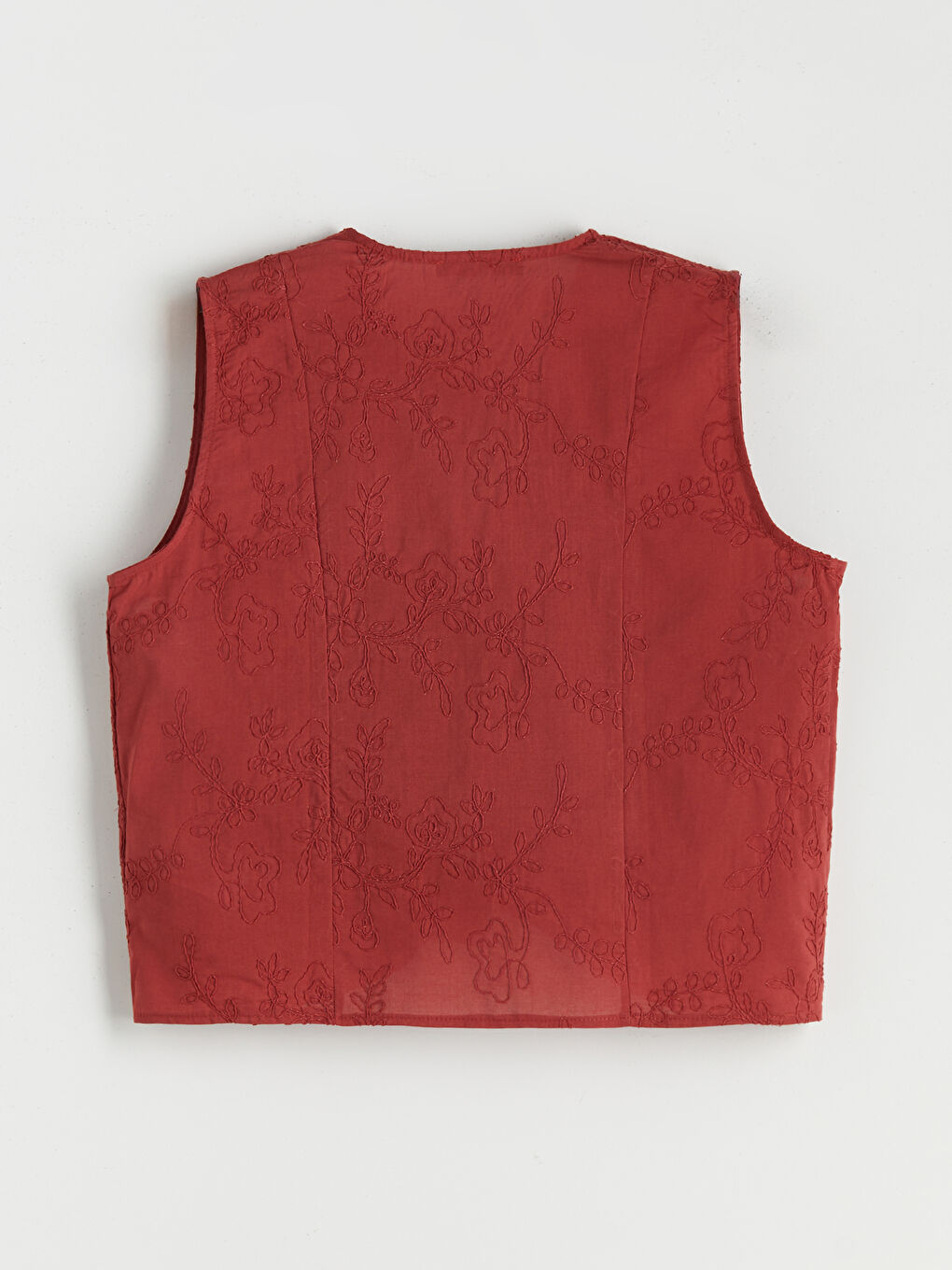 Mercan V Yaka Nakışlı Fiyonklu Bluz-5