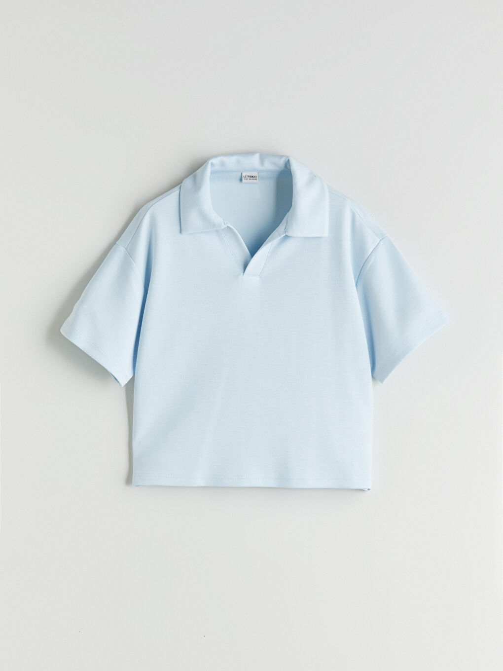 Mavi Polo Yaka Kız Çocuk Tişört-3