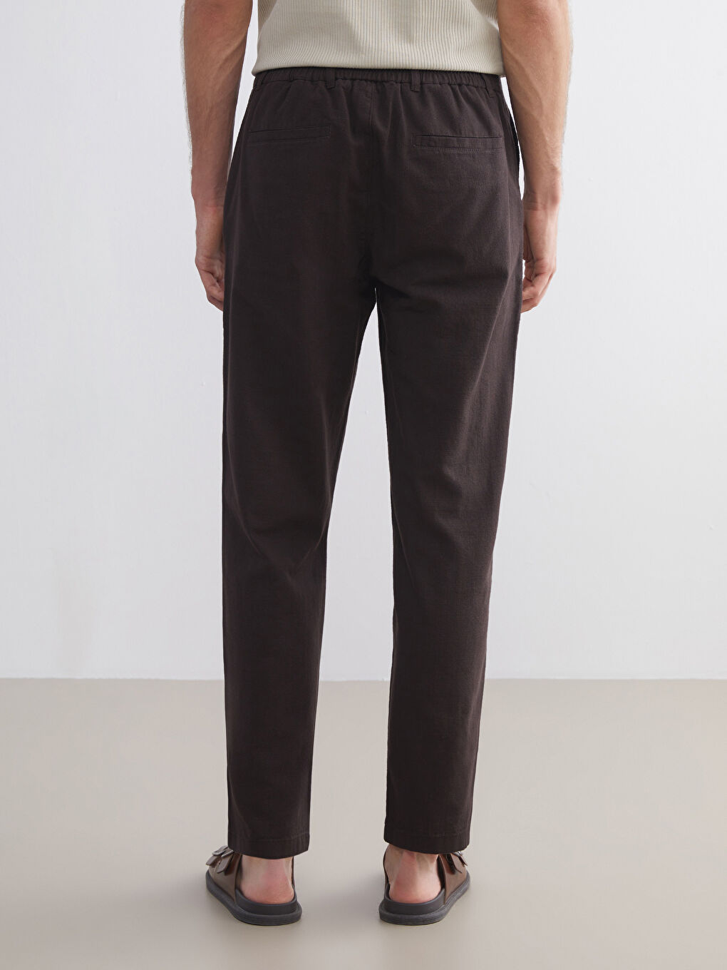 Regular Fit Linen-Look Men's Trousers-3