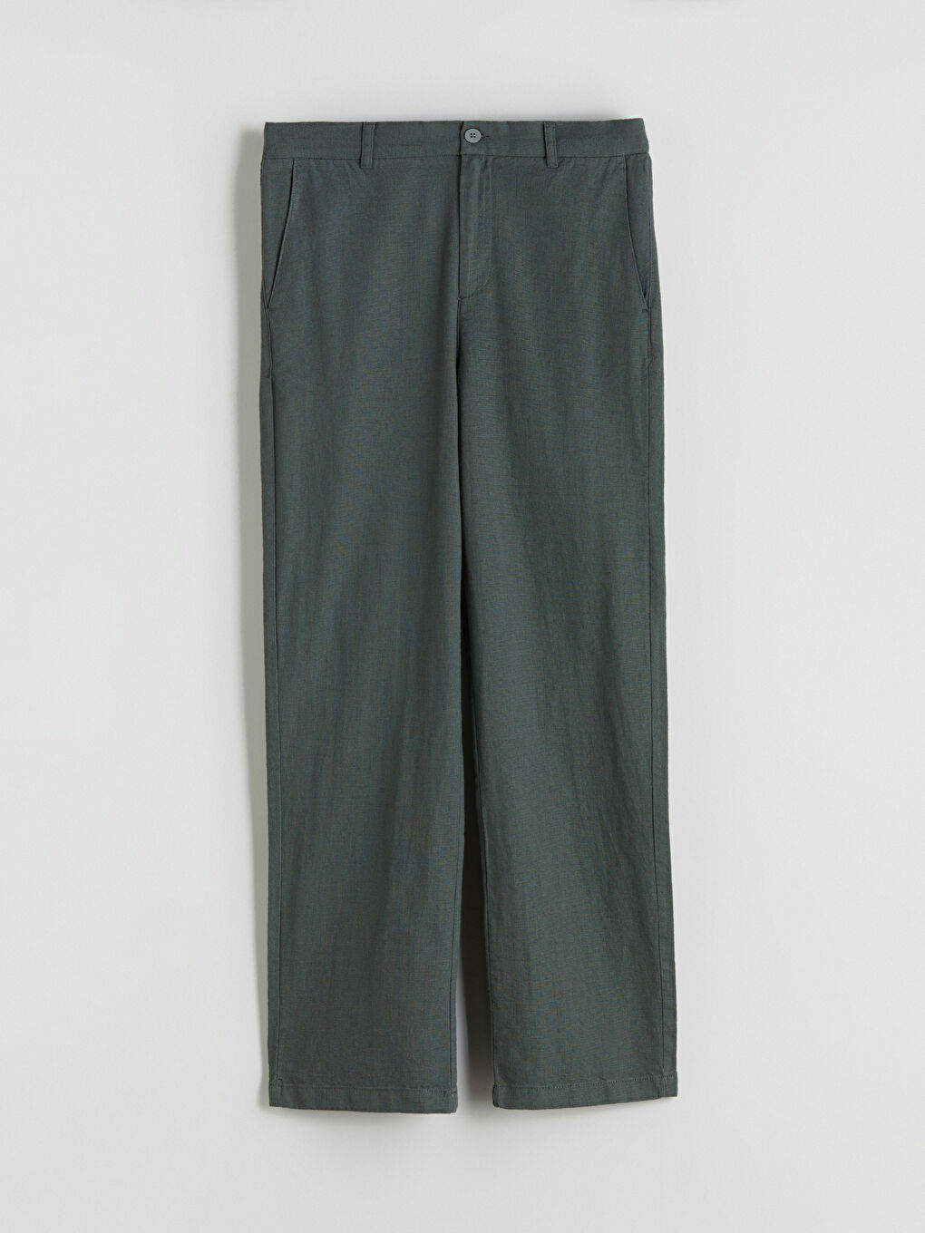 Petrol Standart Kalıp Keten Görünümlü Erkek Pantolon-4