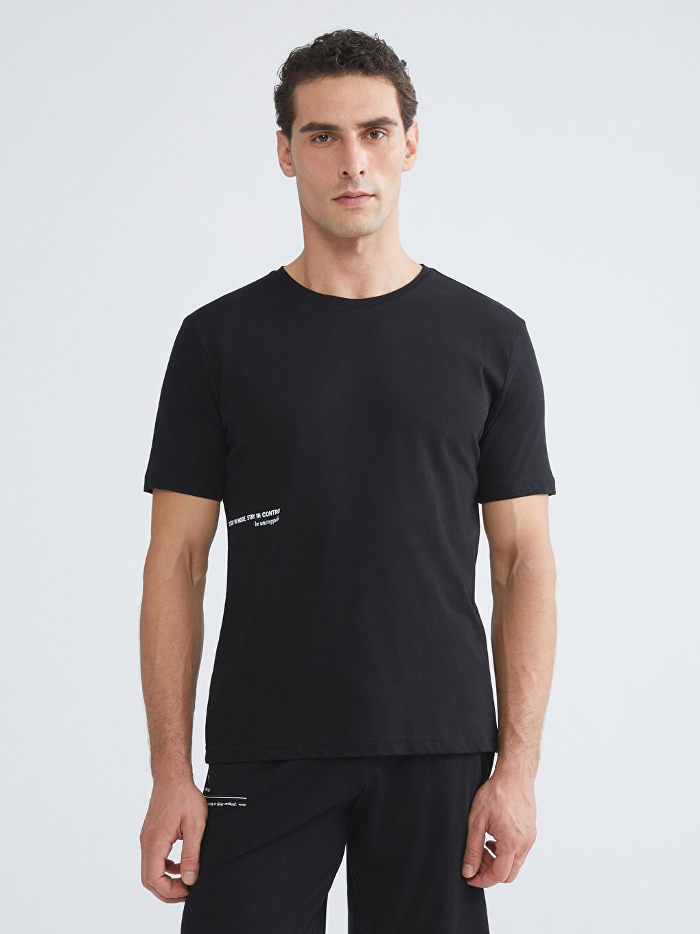 Siyah Standart Kalıp Erkek Şortlu Pijama Takımı