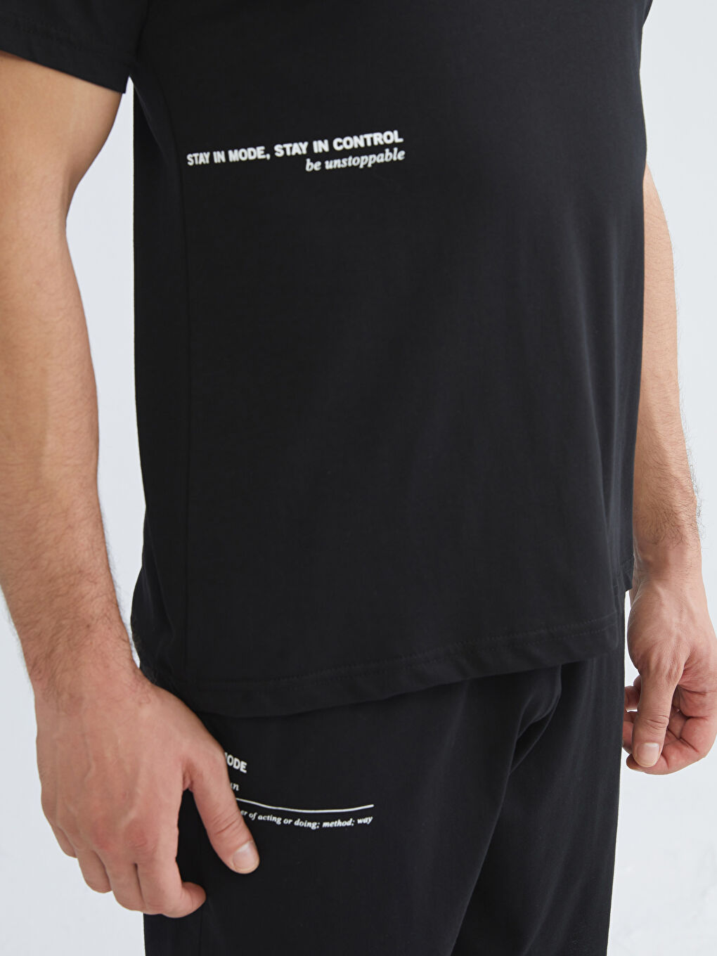 Siyah Standart Kalıp Erkek Şortlu Pijama Takımı-2