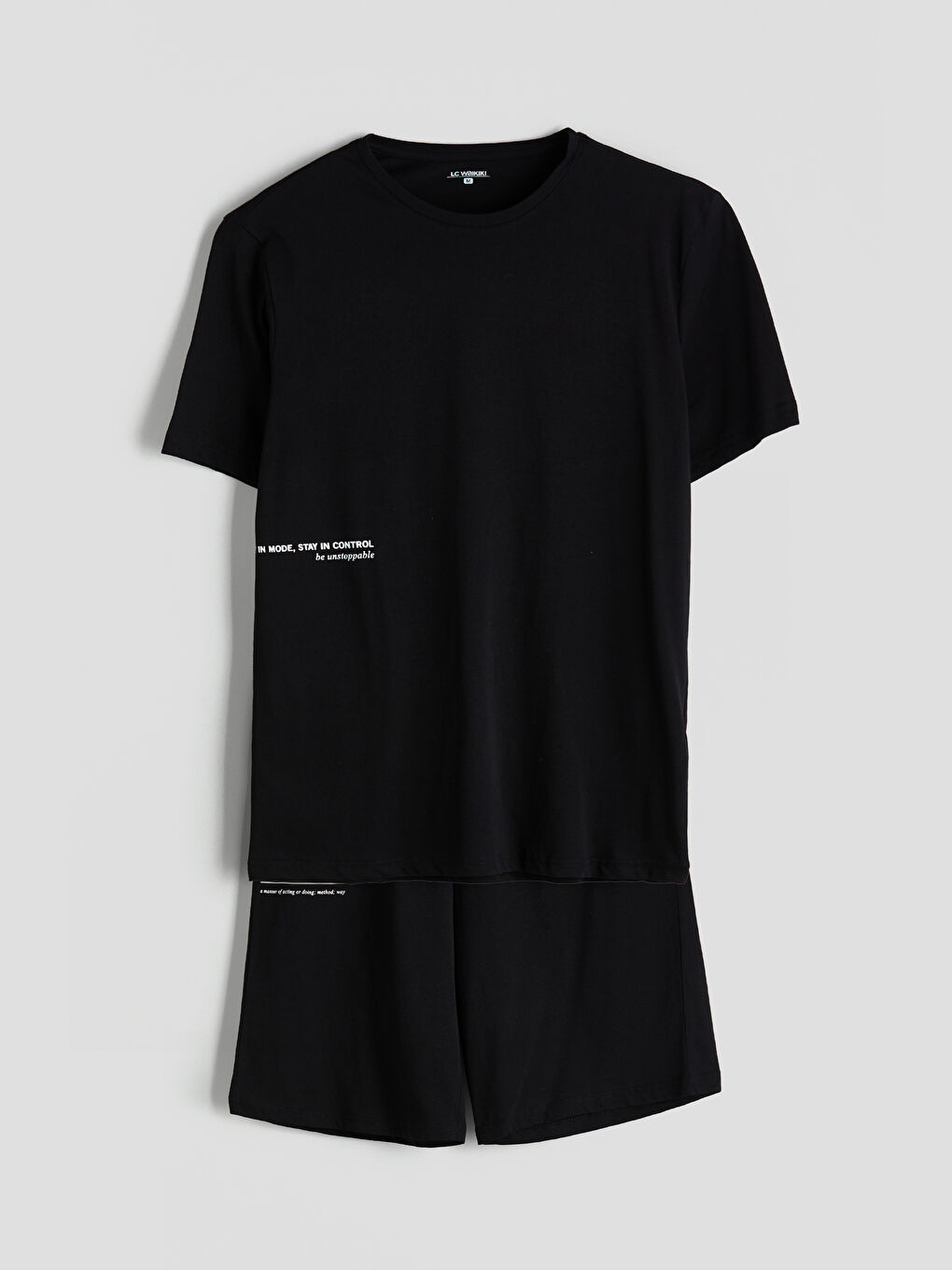 Siyah Standart Kalıp Erkek Şortlu Pijama Takımı-4