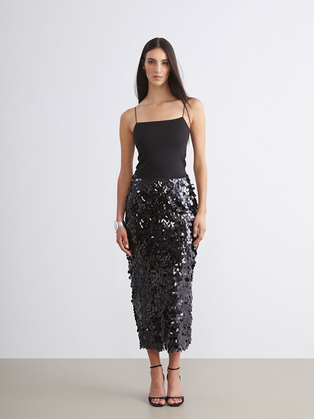 Siyah Kare Yaka Kadın Atlet-1