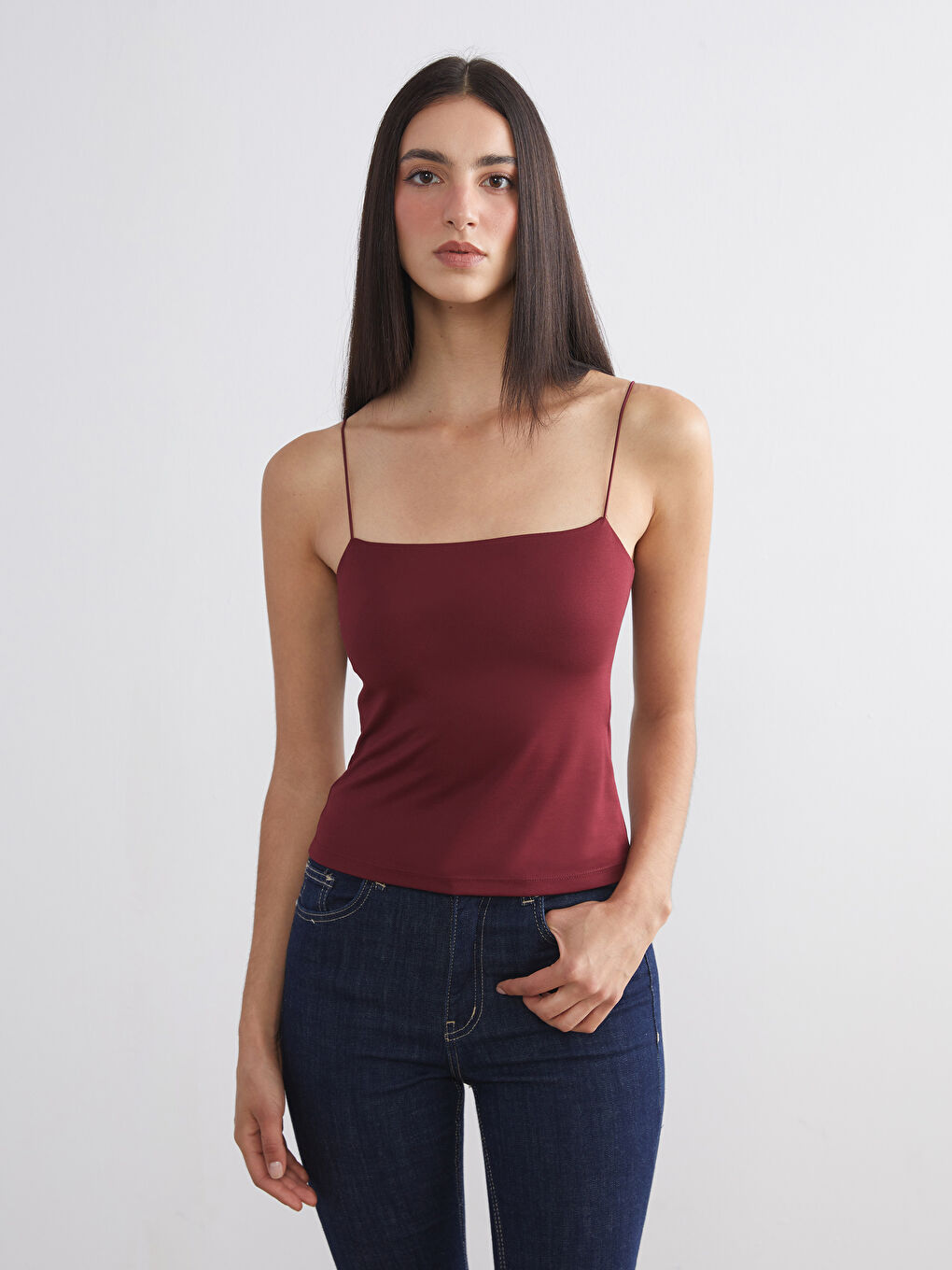 Bordo Kare Yaka Kadın Atlet