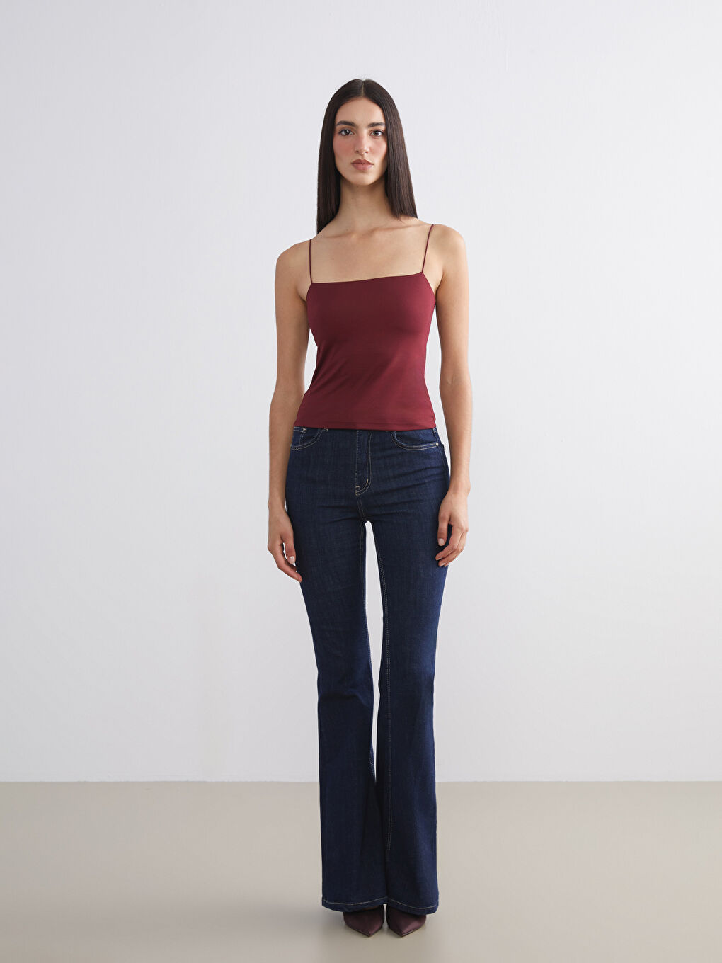 Bordo Kare Yaka Kadın Atlet-1