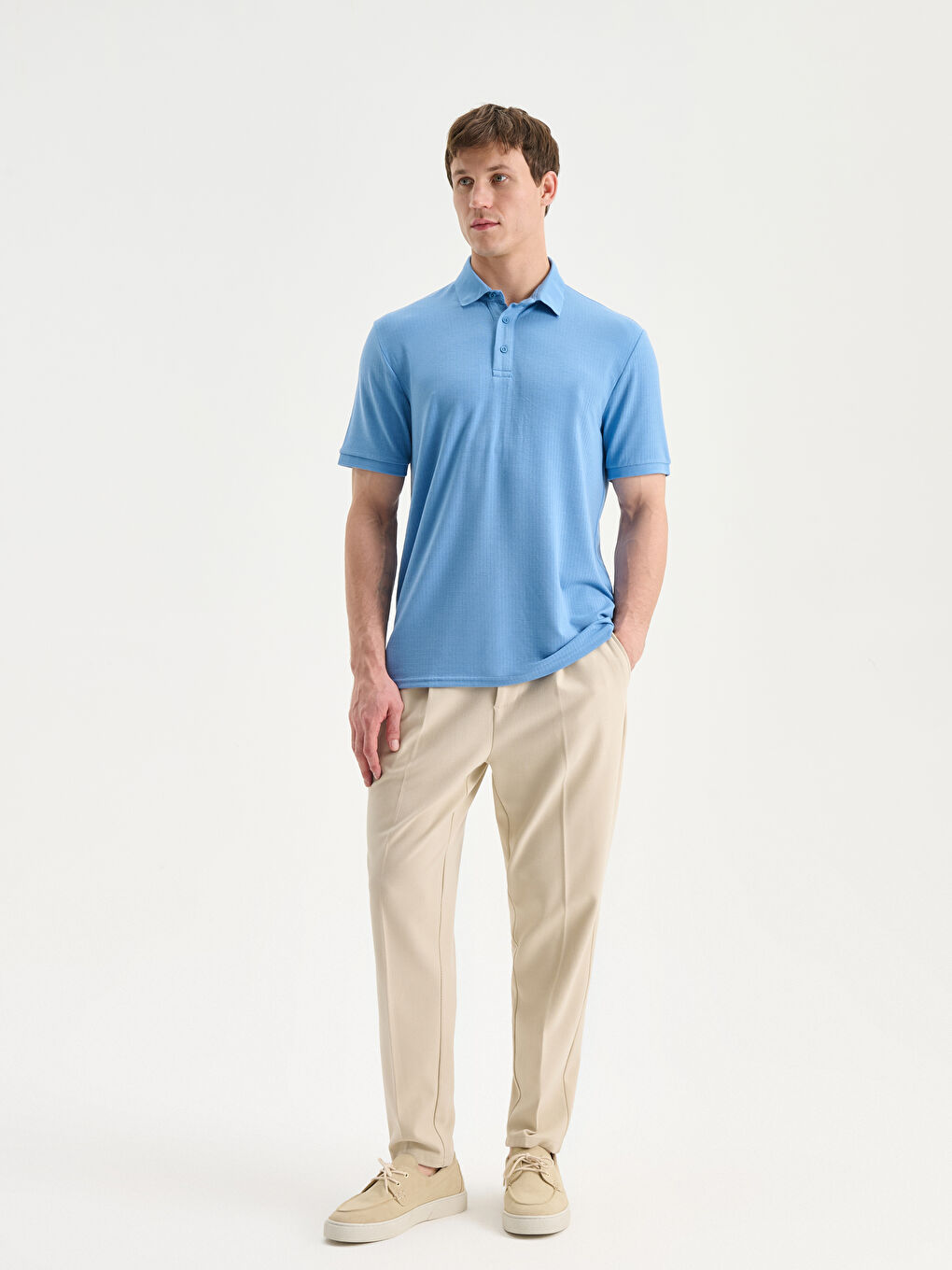 Mavi Polo Yaka Erkek Tişört-1